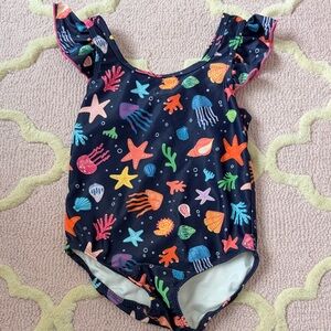 Tucker + Tate scoop neck ruffle strap swim suit size 4